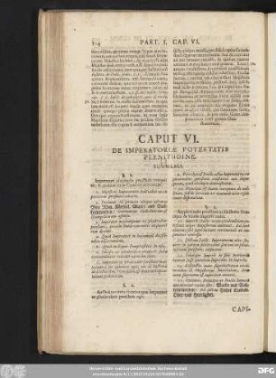 Caput VI. De Imperatoriae Potestatis Plenitudine.