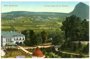 Bilin. Sauerbrunn - Kurhaus,Anlagen und der Borschen