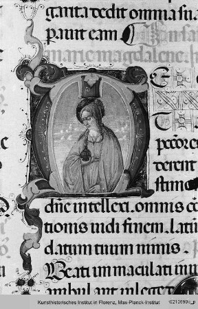 Missale Romanum : Buchseite mit historisierter Initiale T: Maria Magdalena