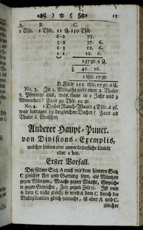 Anderer Haupt-Punct. von Divisions-Exemplis,[...]