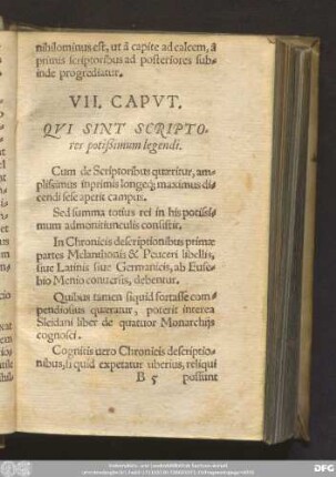 VII. Caput. Qui Sint Scriptores potißimum legendi.