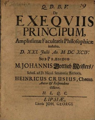 Disp. de exequiis principum