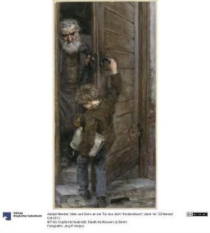 Vater und Sohn an der Tür. Aus dem "Kinderalbum"