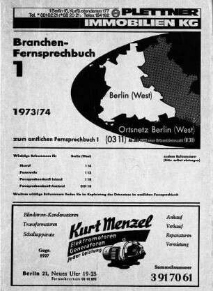 1973/1974: Amtliches Fernsprechbuch