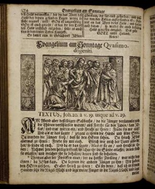 Evangelium am Sonntage Quasimodogeniti.