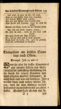 Evangelium am sechsten Sonntage nach Ostern