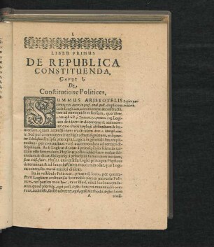 Caput I. De Constitutione Politices.