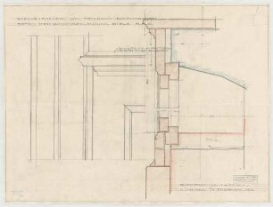 Thiersch, Friedrich von; München; Haus Pechmann - Wandverkleidung der Diele (Detail, Schnitt)