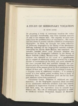 A study of missionary vocation