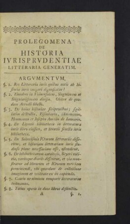Prolegomena de historia iurisprudentiae litteraria generatim.