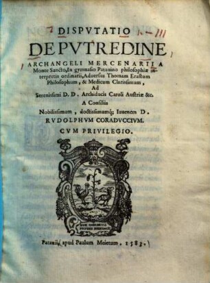 Disputatio de putredine, 1