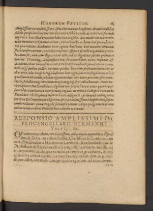 Responsio Amplissimi Dn. Procancellarii Hermanni Vulteii, &c.