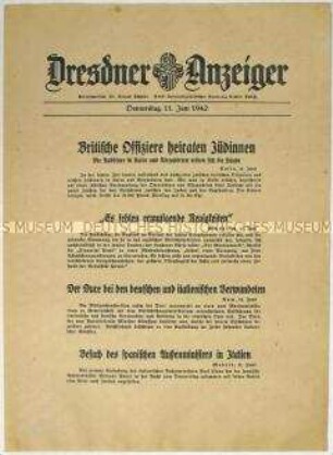 Nachrichtenblatt "Dresdner Anzeiger" u.a. zum Besuch des spanischen Außenministers in Italien