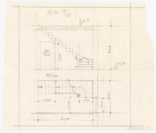 Haus Dr. Gain: Treppe: Grundriss, Schnitt
