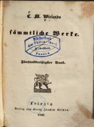 C.M. Wielands Sämmtliche Werke, 35. Vermischte Schriften