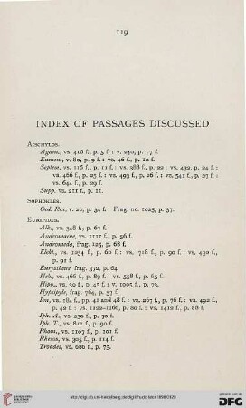 Index pf passages discussed