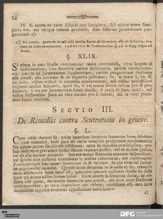 Sectio III. De Remediis contra Sententiam in genere.