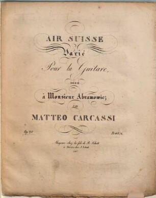 Air suisse varié : pour la guitare : Op. 20