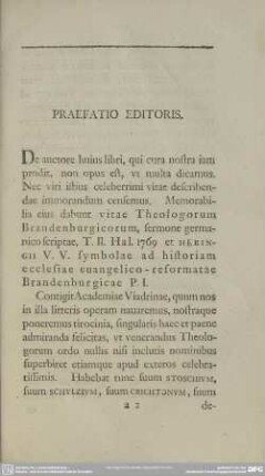 Praefatio Editoris
