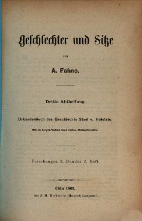 Geschlechter und Sitze. 3, Urkundenbuch des Geschlechts Stael v. Holstein