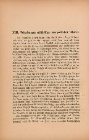 XXII. Betrachtungen militärischen und politischen Inhaltes