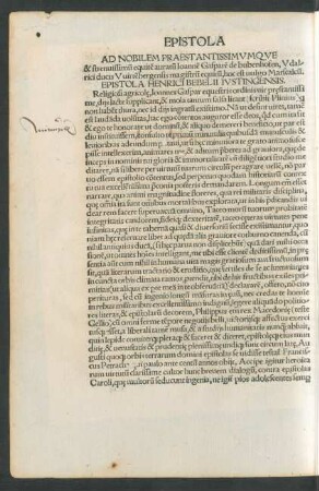 Epistola Henrici Bebelii Iustingensis.