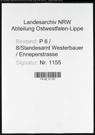 Sterberegister Standesamt Hagen-Enneperstraße (Sitz Westerbauer)