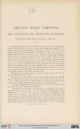 French Wood Carvings of the Fifteenth and Sixteenth Centuries. Selected from our National Museums