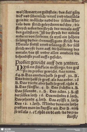 Probier gewicht auff den zentner