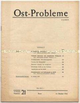 Politische Monatsschrift über Probele der sozialistischern Länder überwiegend zu Wirtschaftsfragen