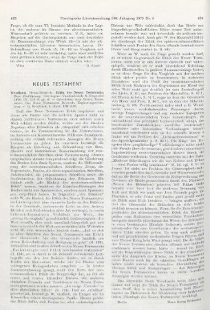 423-424 [Rezension] Wendland, Heinz-Dietrich, Ethik des Neuen Testaments
