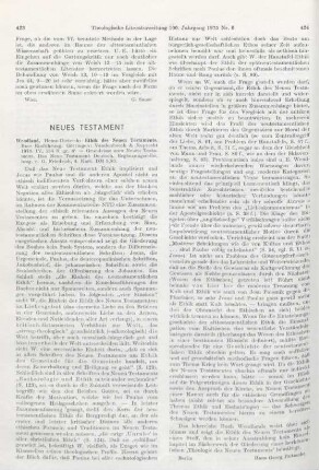 423-424 [Rezension] Wendland, Heinz-Dietrich, Ethik des Neuen Testaments
