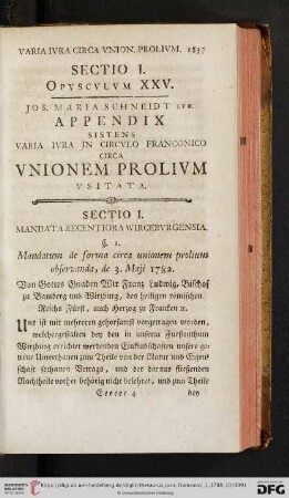 Sectio I. Opvscvlvm XXV