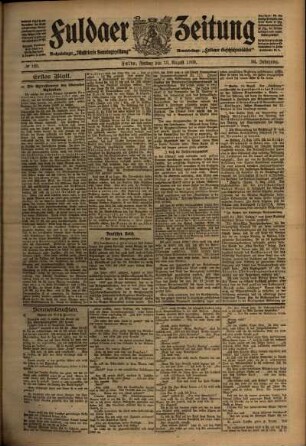 Erste Ausgabe vom Freitag, den 13. August 1909.