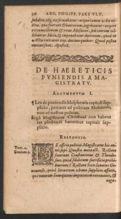 De Haereticis Puniendis A Magistratu.
