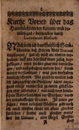 Handtbüchlein der kleinen ... Seelen zu sonderlichen Nutzen