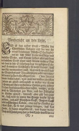 Vorbericht an den Leser.