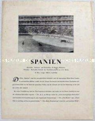 Filmprogramm zu dem deutschen Dokumentarfilm "Spanien"