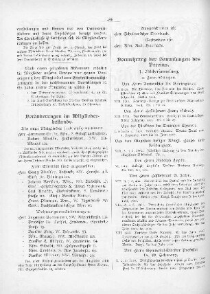 Vermehrung der Sammlungen des Vereins