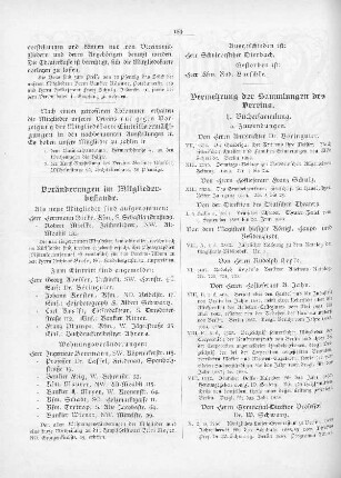 Vermehrung der Sammlungen des Vereins