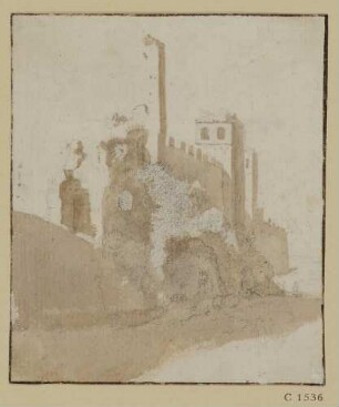 Ruine mit viereckigen Türmen