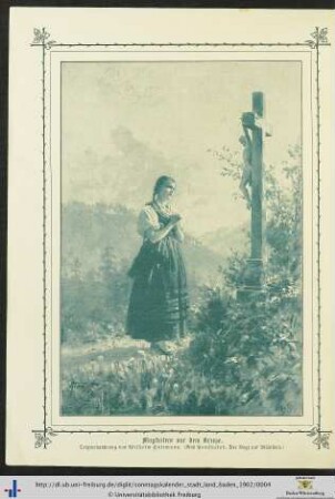 Illustration: Magdalene vor dem Kreuze.