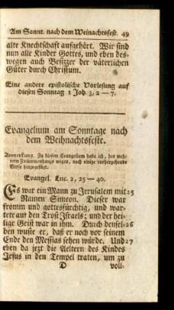 Evangelium am Sonntage nach dem Weihnachtsfeste