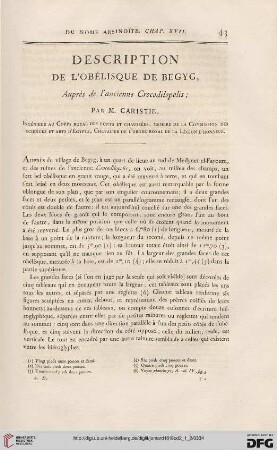 Description de l’Obélisque de Begyg, auprès de l’ancienne Crocodilopolis