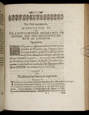Disputatio VI. De Traditionibus Humanis In Genere, nec non Discrimine Dierum Ac Ciborum