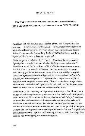 Die Verwendbarkeit des Begriffes Euphemismus bei der Untersuchung politischen Sprachgebrauchs