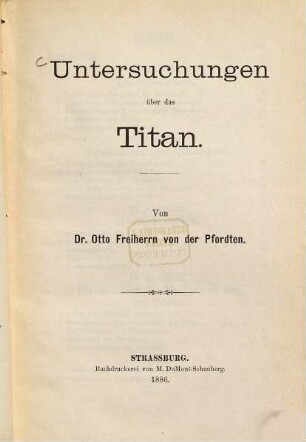 Untersuchungen über das Titan