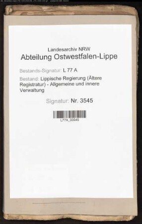 Beschwerde der lippischen Landstände bei der Bundesversammlung über die vorenthaltene landständische Verfassung