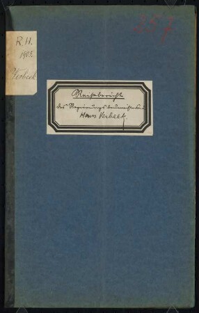 Technische Hochschule Schinkelwettbewerb 1900. Reisebericht Hans Verbeek: Reisebericht