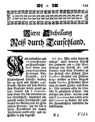Vierte Abtheilung Reiß durch Teutschland